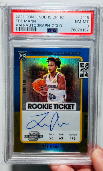2021 Tre Mann Contenders Optic auto Variation gold /10 PSA8