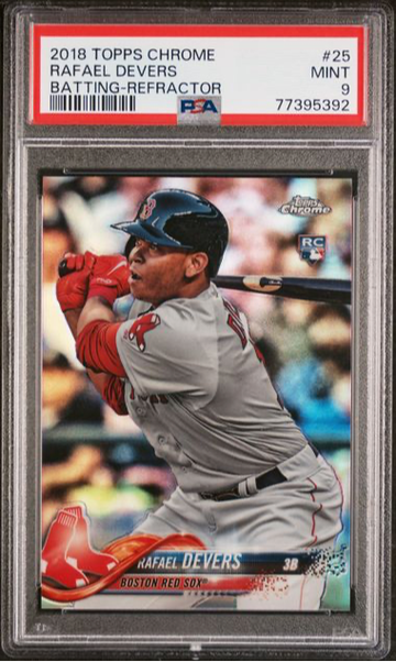 2018 Topps Chrome Rafael Devers Batting-Refractor PSA 9