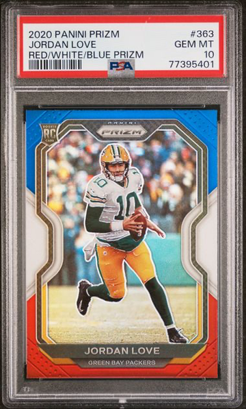 2020 Panini Prizm Jordan Love Red/White/Blue Prizm PSA 10