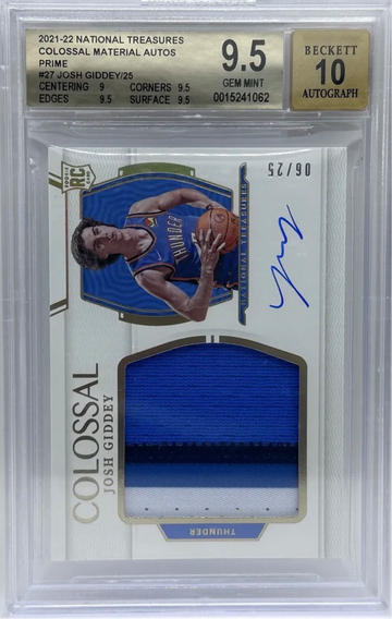 Josh Giddey 2021-22 National Treasures Colossal Material RPA /25