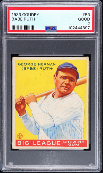 1933 Goudey Babe Ruth #53 PSA 2 - Gorgeous, Centered, High End Appeal