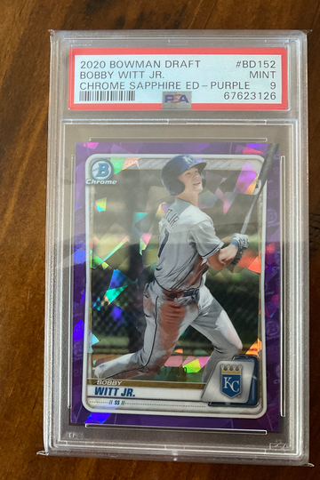 2020 Bowman Draft Chrome Sapphite Bobby Witt Jr. Purple 3/10 PSA 9