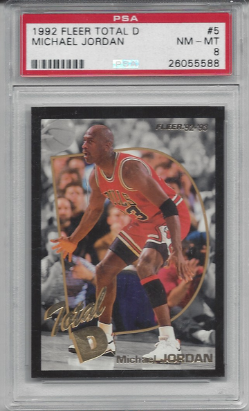 MICHAEL JORDAN 1992 FLEER TOTAL D INSERT #5 PSA 8 NM-MT