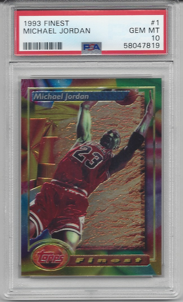 (POP 488) MICHAEL JORDAN 1993 TOPPS FINEST BASKETBALL #1 CHICAGO BULLS PSA 10 GEM MINT