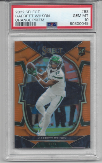 (POP 12) GARRETT WILSON 2022 PANINI SELECT ORANGE PRIZM CONCOURSE RC #88 ROOKIE PSA 10 GEM MINT