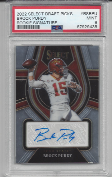 BROCK PURDY 2022 PANINI SELECT DRAFT PICKS ROOKIE SIGNATURE AUTO AUTOGRAPH PSA 9 MINT