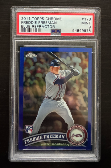 Dodger Blue Match 2011 Topps Chrome Freddie Freeman #173 L Refractor /99 PSA 9