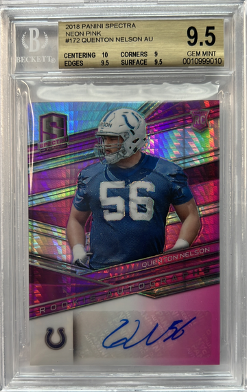 2018 Panini Spectra Quenton Nelson Neon Pink BGS 9.5