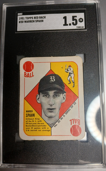 1951 TOPPS RED BACK WARREN SPAHN
