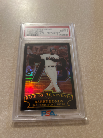 2002 Topps Chrome Barry Bonds Black Refractor /50 Psa 9 very rare!