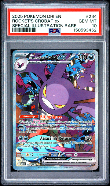 2025 POKEMON DESTINED RIVALS 234 TEAM ROCKET'S CROBAT EX SIR PSA 10