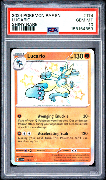 2024 POKEMON PAF EN-PALDEAN FATES SHINY RARE #174 LUCARIO PSA 10