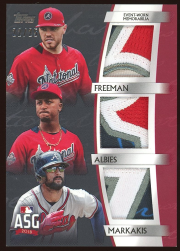 2018 Topps Update All Star Stiches Triple Patch Freeman Albies Markakis