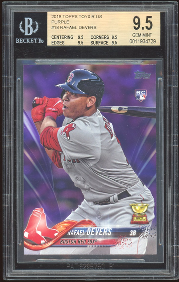 2018 Topps Rafael Devers Toys R Us purple pop 2