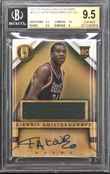 2013-14 Panini Gold Standard #231 Giannis Antetokounmpo Rookie RC Autograph BGS 9.5 w/ 10 Auto