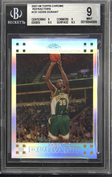 2007-08 Topps Chrome #131 Kevin Durant Refractor Rookie RC 1001/1499 BGS 9