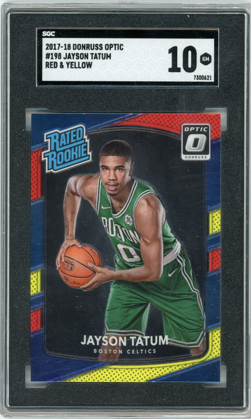2017-18 Donruss Optic Jayson Tatum Rated Rookie RC #198 Red & Yellow SGC 10 Gem Mint Celtics