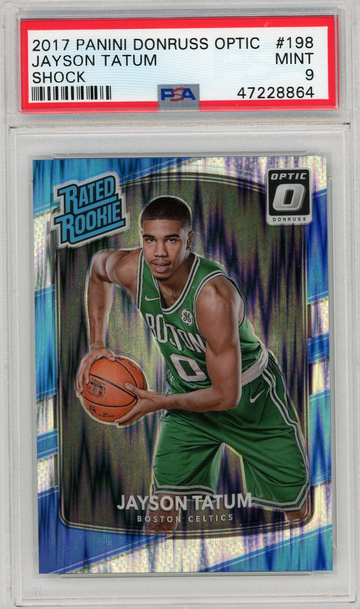 2017-18 Panini Optic Jayson Tatum Shock Rated Rookie #198 PSA 9 Celtics