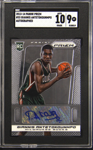 2013 Panini Prizm Autographs #33 Giannis Antetokounmpo Rookie RC SGC 9 Auto 10