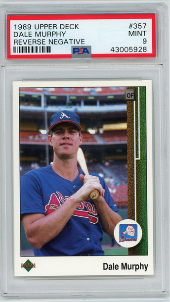 1989 Upper Deck #357 Dale Murphy Error ERR Reverse Negative RevNeg PSA 9