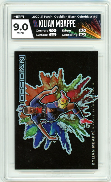 2020-21 Panini Obsidian Black Color Blast Colorblast #4 Kylian Mbappe HGA 9 Mint
