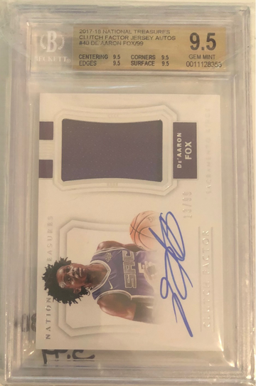 2017-18 National Treasures clutch Factor Jersey auto De'Aaron Fox /99