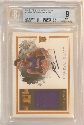 2016-17 Panini Impeccable Brandon Ingram auto RC RPA BGS 9 