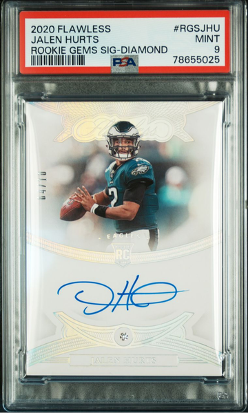 2020 Panini Flawless Jalen Hurts Rookie Gem Auto Diamond #/10 PSA9 RC MVP