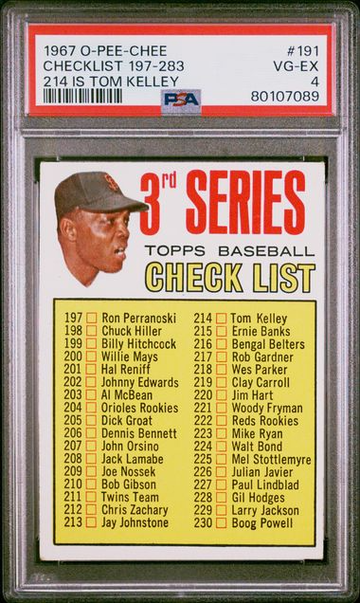 1967 O-Pee-Chee Checklist 197-283 (214 is Tom Kelley) #191 PSA 4 [BL-2.11]