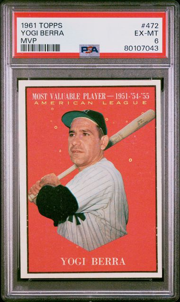 1961 Topps Yogi Berra MVP #472 PSA 6 [BL-1.46]