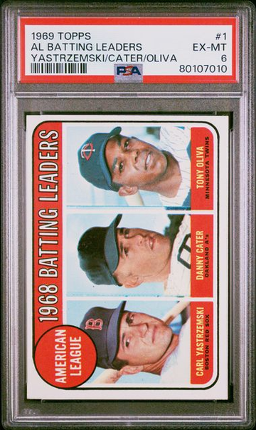 1969 Topps AL Batting Leaders (Yastremski, Cater, Oliva) #1 PSA 6 [BL-2.15]