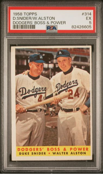 1958 Topps Duke Snider/Walter Alston (Dodgers Boss & Power) #314 PSA 5 [BL-3.12]