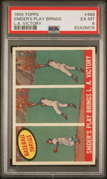 1959 Topps Snider's Play Brings L.A. Victory #468 PSA 6 [BL-3.28]