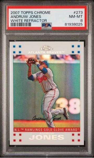 2007 Topps Chrome Andruw Jones White Refractor #273 #/660 PSA 8 [BL-1C.35]