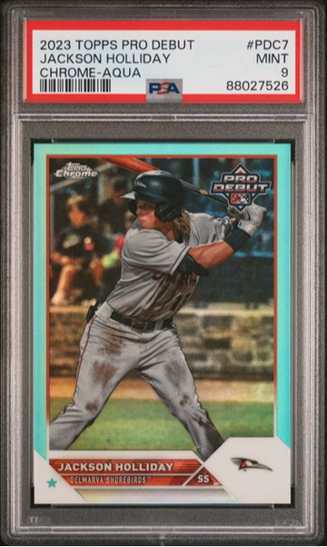 2023 Topps Chrome Pro Debut Jackson Holliday Aqua Refractor #/75 #PDC7 PSA 9 [BL-3B.46]