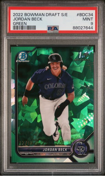 2022 Bowman Draft Sapphire Edition Jordan Beck Green #/50 #BDC34 PSA 9 [BL-3B.13]