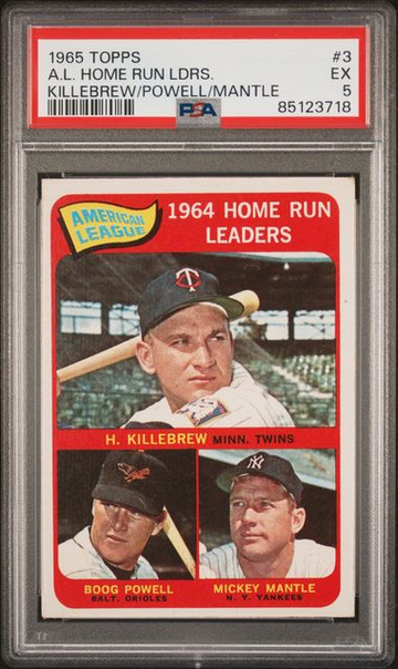 1965 Topps AL Home Run Leaders Killebrew/Powell/Mantle #3 PSA 5 [BL-2C.33]