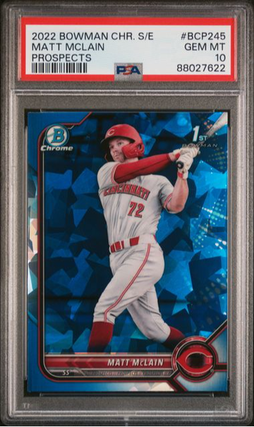 2022 Bowman Chrome Prospects Matt McLain Sapphire Edition #BCP245 PSA 10 [BL-3B.43]