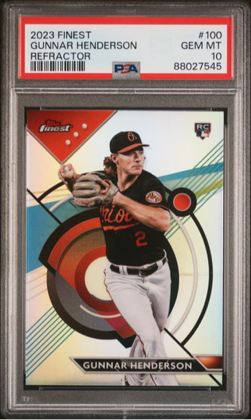 2023 Topps Finest Gunnar Henderson Rookie Refractor #100 PSA 10 [BL-3B.37]