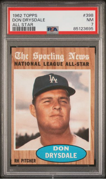 1962 Topps Don Drysdale All Star #398 PSA 7 [BL-2C.30]