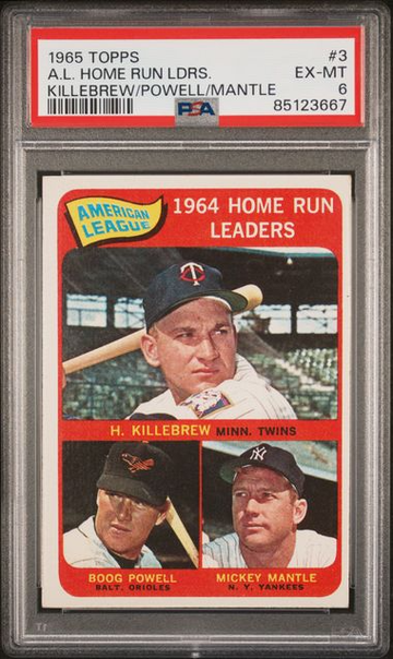 1965 Topps AL Home Run Leaders Killebrew/Powell/Mantle #3 PSA 6 [BL-2C.3]