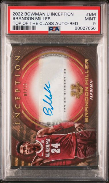 2022 Bowman U Inception Brandon Miller Top of the Class Auto Red #/10 #BM PSA 9 [BK-2A.23]