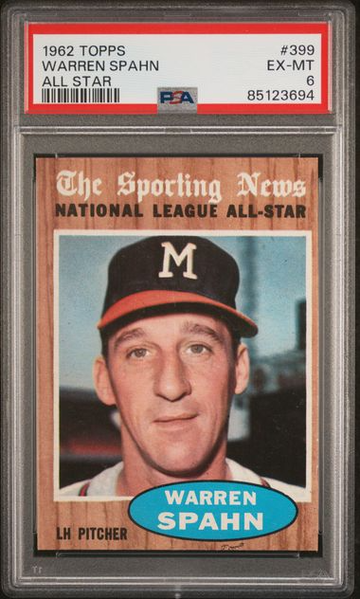 1962 Topps Warren Spahn All Star #399 PSA 6 [BL-2C.29]