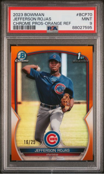 2023 Bowman Chrome Prospects Jefferson Rojas Orange Refractor #/25 #BCP70 PSA 9 [BL-3B.27]