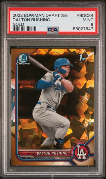 2022 Bowman Draft Sapphire Edition Dalton Rushing Gold #/15 #BDC84 PSA 9 [BL-3B.10]