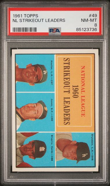 1961 Topps NL Strikeout Leaders #49 PSA 8 [BL-2C.48]