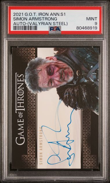2021 Game of Thrones Iron Anniverary S1 Simon Armstrong Auto (Valyrian Steel) PSA 9 [NS-1A.31]