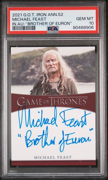 2021 Game of Thrones Iron Anniversary S2 Michael Feast Inscription Auto PSA 10 [NS-1A.35]