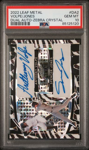 2022 Leaf Metal Anthony Volpe/Spencer Jones Dual Autograph Zebra Crystal #DA2 PSA 10 [BL-3C.11]
