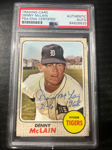 1968 Topps Denny Mclain Auto PSA